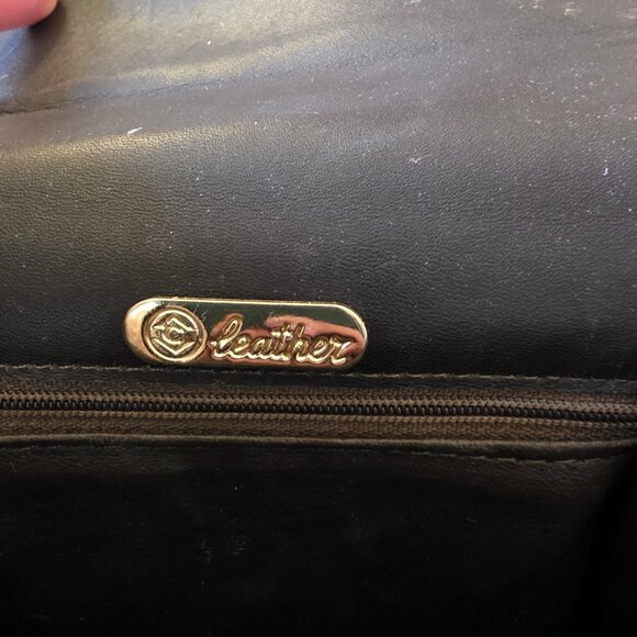 Vintage Made in Italy Croc Embossed Brown Leather Crossbody Bag Brass Hardware - Picture 7 of 16